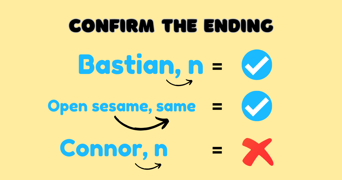 Confirm the ending in javascript